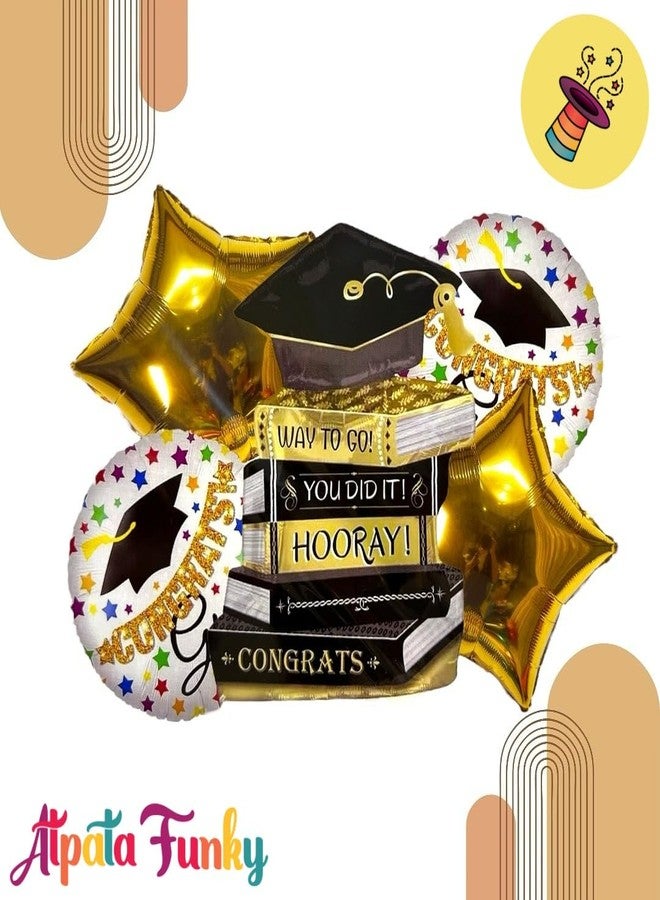 Atpata Funky Happy Graduation You Did It Hooray Textbooks Foil Balloon Set for Grad Day Parties, Convocation Ceremonies, Passing Out Events - Image 4